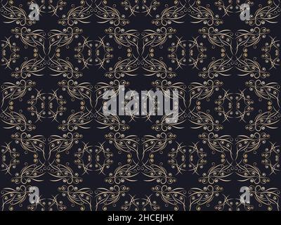 Art deco seamless pattern. Vintage background with curls. Linear art. Pattern design for wallpaper, wrapping paper and fabric printing. Style of the 1 Stock Vector