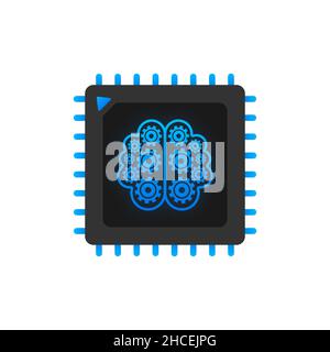 Digital brain in 3d style on light background. Big data vector background. Business vector icon. Stock Vector