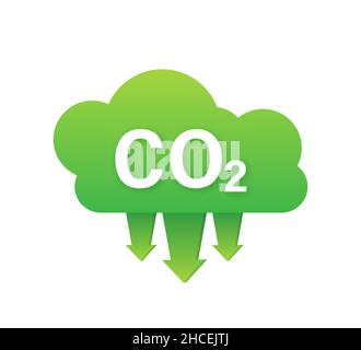 CO2 logo in flat style isolated on empty background. Flat icon on white backdrop. Vector logo illustration. Stock Vector