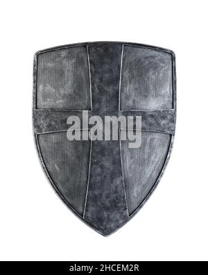 Old medieval shield isolated on white background with clipping path Stock Photo