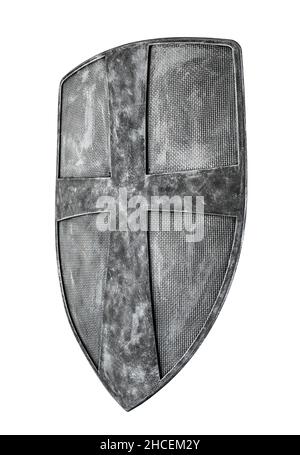 Old medieval shield isolated on white background with clipping path Stock Photo