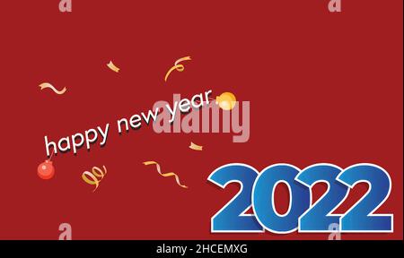 art of Happy new year 2022 on abstract red background Stock Vector