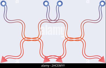 Path of various arrow lines on abstract background Stock Vector