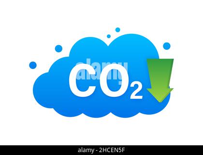 CO2 logo in flat style isolated on empty background. Flat icon on white backdrop. Vector logo illustration. Stock Vector