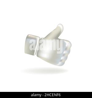 Thumb up 3D icon. Vector like. Ready like button for website and mobile app. Stock Vector