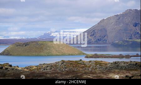 Iceland, Pseudo-craters In Myvatn Pond, Skutusdadir In The North Stock Photo