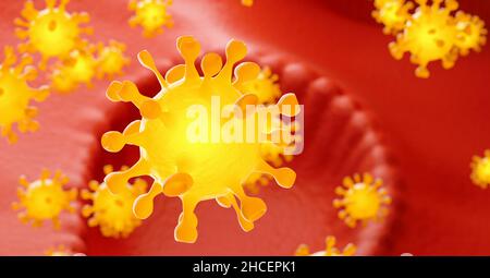 Coronavirus inside human body - flu outbreak or coronaviruses influenza