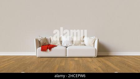 Sofa on a gray wall in living room with space for canva Stock Photo