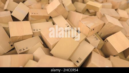 Stack of Boxes ready for shipment.  logistics and delivery concept. Stock Photo