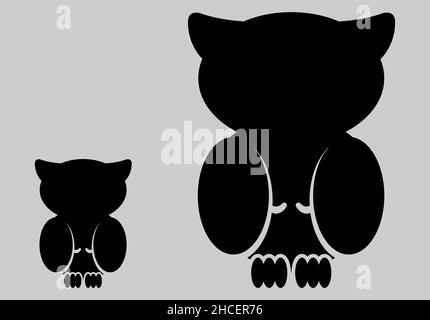 Owl black silhouette, icon vector illustration design, logo, and label, poster, wallpaper Stock Vector