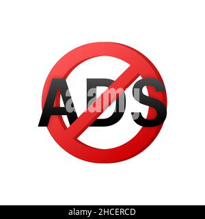 No ads for promotion design. Vector logo. Banner for concept design. Sale vector illustration. Internet technology. Internet advertisement. Stock Vector