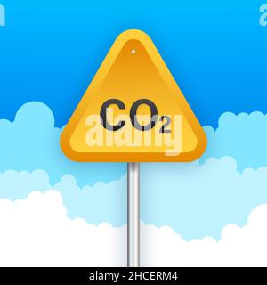 CO2 logo in flat style isolated on empty background. Flat icon on white backdrop. Vector logo illustration. Stock Vector