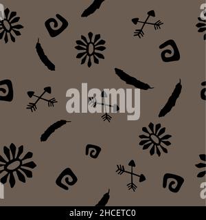 Arrow, floral, leaf and swirl pattern, to be used as backgrounds, wrapping paper, gift wrappers, tiles, and poster Stock Vector