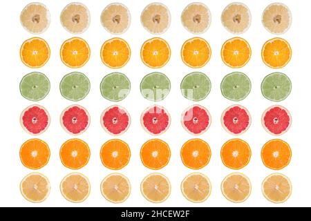 Citrus fruit slices isolated on a white background Stock Photo