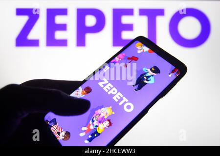 In this photo illustration, Zepeto logo of a metaverse platform is seen ...