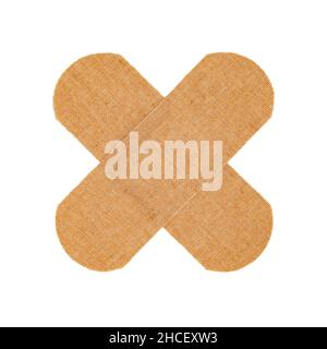 medical plaster is isolated on white background, two plasters forming cross close up Stock Photo