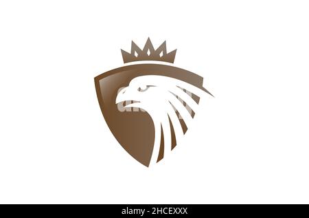 Creative Golden Eagle Shield Crown Logo Design Symbol Vector Illustration Stock Vector