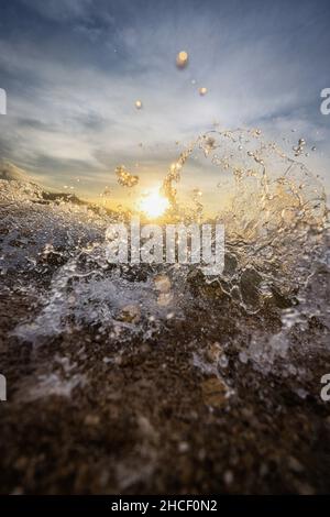 Vertical closeup shot of water splashes Stock Photo