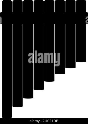 Silhouette of traditional musical instrument pan flute Stock Vector