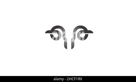 creative abstract ram horn Sheep bighorn head logo vector symbol Stock Vector