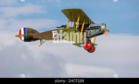 1917 Bristol F.2b Fighter airborne at Shuttleworth Flying Festival of Britain  airshow on the 6th June 2021 Stock Photo