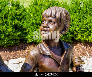 Close up of Andy Griffith statue at Pullen Park in Raleigh, NC Stock Photo