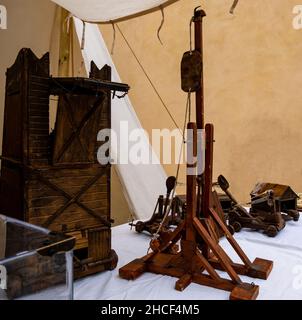reproduction of a medieval siege trebuchet model Stock Photo