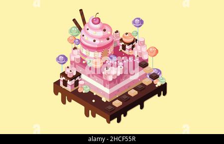 Isometric candy land Stock Vector
