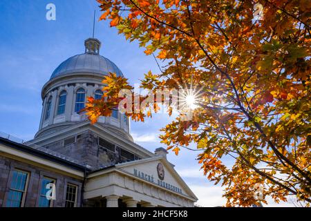 Canadian cities, dome and facade of Marché Bonsecours, Bonsecours Market, National Historic Site of Canada, Vieux Montreal city Fall, Quebec, Canada Stock Photo