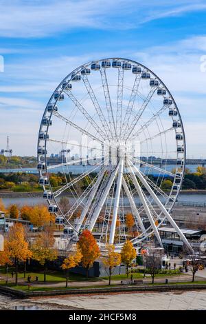 Ferris wheel, Montreal Vieux Port, Montreal Old Port, La Grande Roue de Montreal, Quebec, Canada Stock Photo