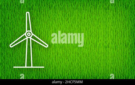 Windmill icon on green background. Solar power. Save planet. Motion graphics. Stock Vector