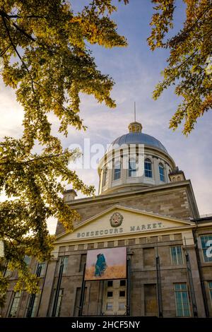 Canadian cities, dome and facade of Marché Bonsecours, Bonsecours Market, National Historic Site of Canada in the Fall, Vieux Montreal, Quebec, Canada Stock Photo