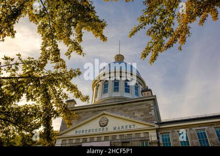 Canadian cities, dome and facade of Marché Bonsecours, Bonsecours Market, National Historic Site of Canada in the Fall, Vieux Montreal, Quebec, Canada Stock Photo