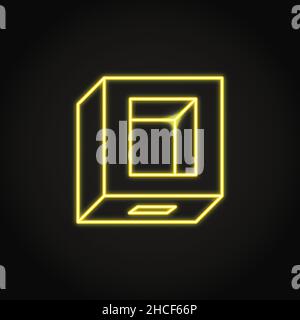 Neon qr code scanning device icon in line style. Contactless qrcode scan. Vector illustration. Stock Vector