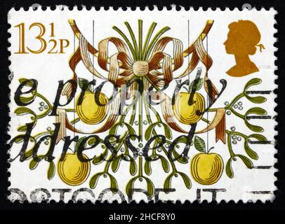 GREAT BRITAIN - CIRCA 1980: a stamp printed in the Great Britain shows Mistletoe and Apples, Christmas, circa 1980 Stock Photo