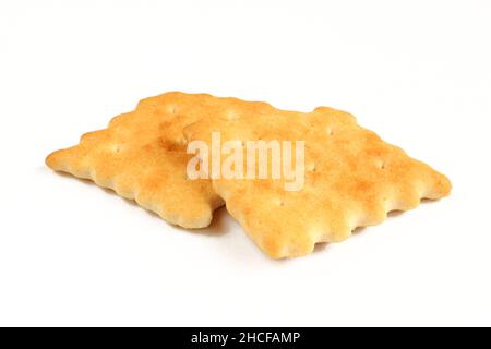 Salty crackers isolated on white background. Stock Photo