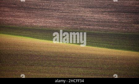 Closeup of lines and contour of the hills of Moravia in the Czech Republic Stock Photo