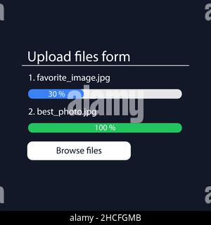 A form for uploading and sending files to the server. User interface for the website and application. Vector illustration. Stock Vector