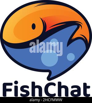 Modern design colorful Fish Chat talk logo design Stock Vector