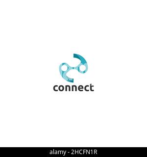 Minimalist flat design Connect auto logo design Stock Vector
