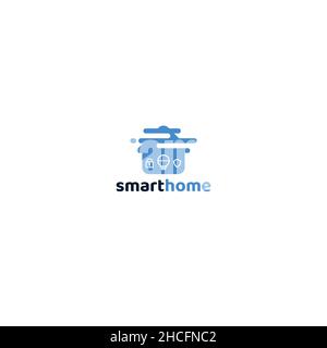 Minimalist design Smart Home house logo design Stock Vector