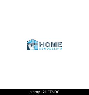 Minimalist colorful Home Remodeling logo design Stock Vector