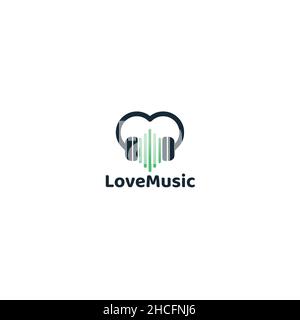 Minimalist design Love Music sing song logo design Stock Vector
