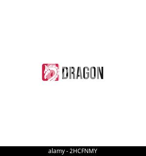 Modern flat colorful Dragon animation logo design Stock Vector