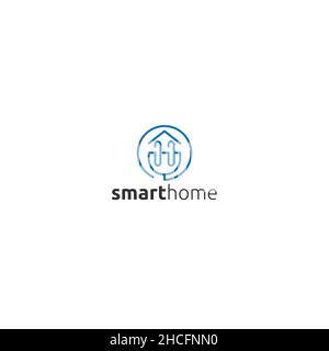 Minimalist design Smart Home house logo design Stock Vector