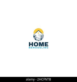 Minimalist colorful Home Remodeling logo design Stock Vector