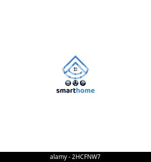 Minimalist design Smart Home house logo design Stock Vector