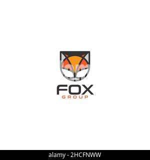 Minimalist design flat fox Group logo design  Stock Vector