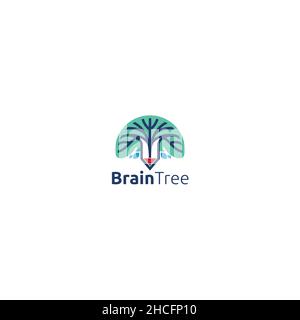Modern design colorful Brain Tree logo design Stock Vector
