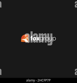 Minimalist design flat Fox Group logo design Stock Vector